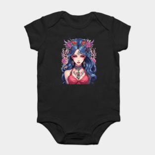 Gothic Whispers Mysterious Emo Goth Anime Girl Baby Bodysuit